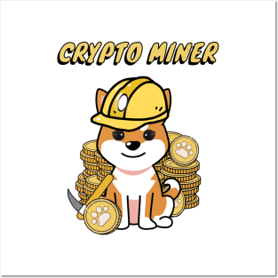 Cute Orange dog is a crypto miner Posters and Art